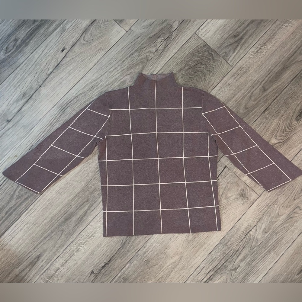 Plaid Turtleneck Sweater - Size M
